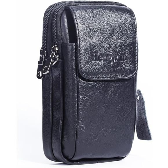 Leather Vertical Men Cell Phone Holster Wallet Case with Belt Clip Loop Travel - Picture 7 of 7